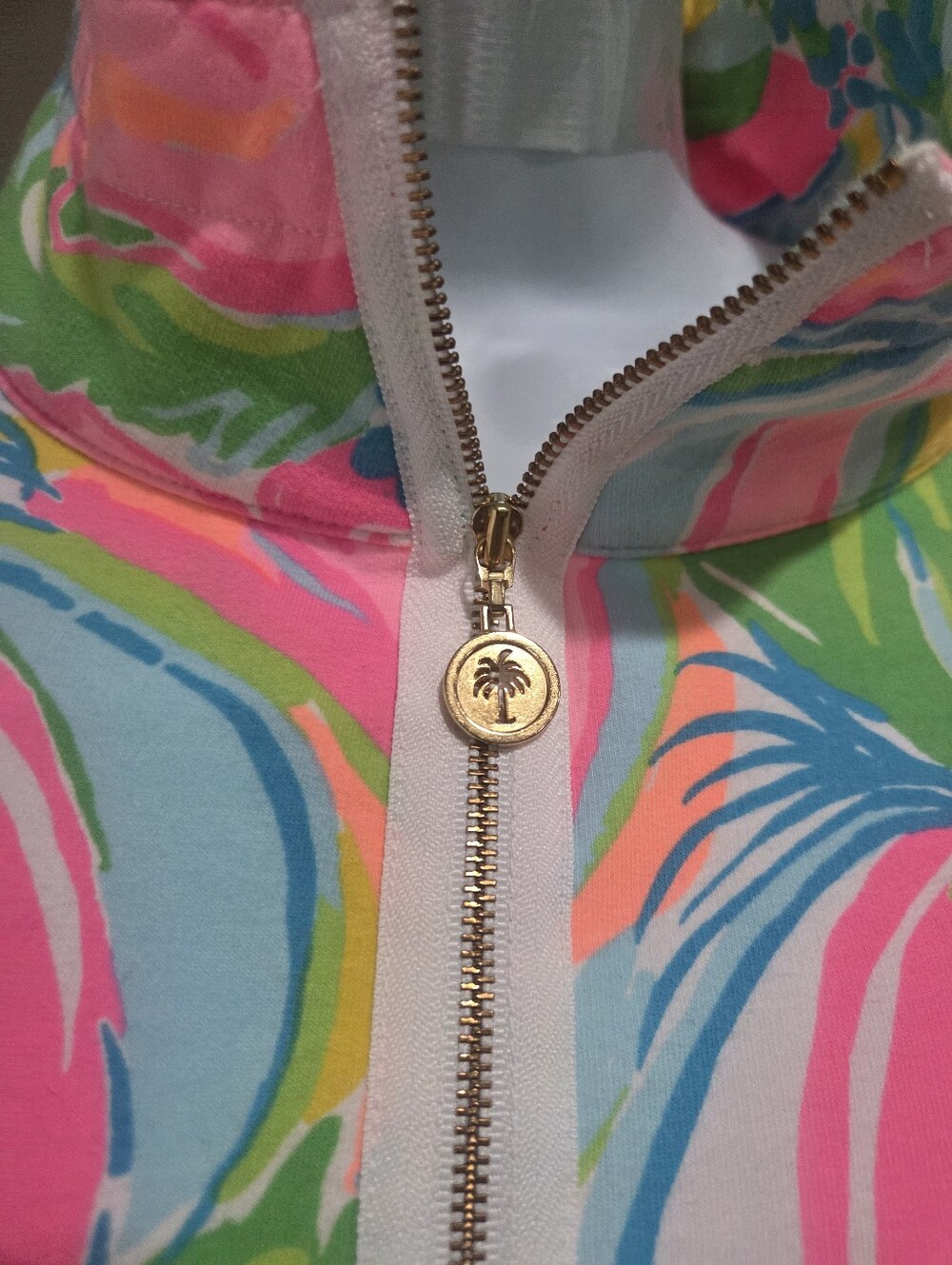 Lilly Pulitzer Pink & Green Floral Half-Zip Pullover Sz.S Women's - Picture 2 of 9